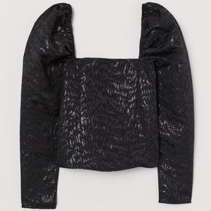 H&M Puff Sleeve Metallic Top